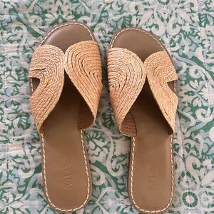 MIA Tan Woven Leather Sandals
